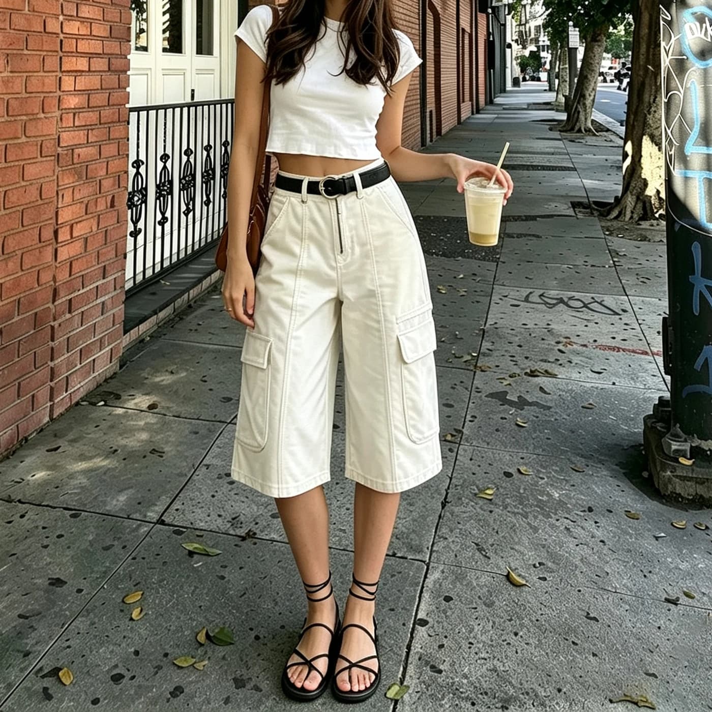 Women's Non-Stretch Cargo Jeans High Waist Textured Denim Pants