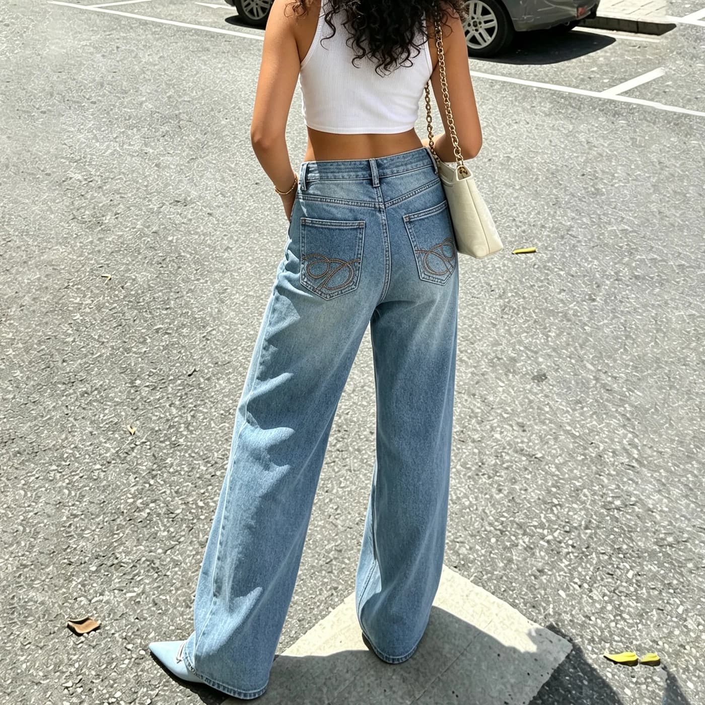 Women's Stretch Straight Leg Jeans Blue Denim Pants