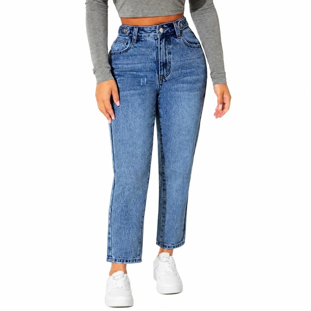Women's Stretch Straight Leg Blue Jeans — supplier product photo