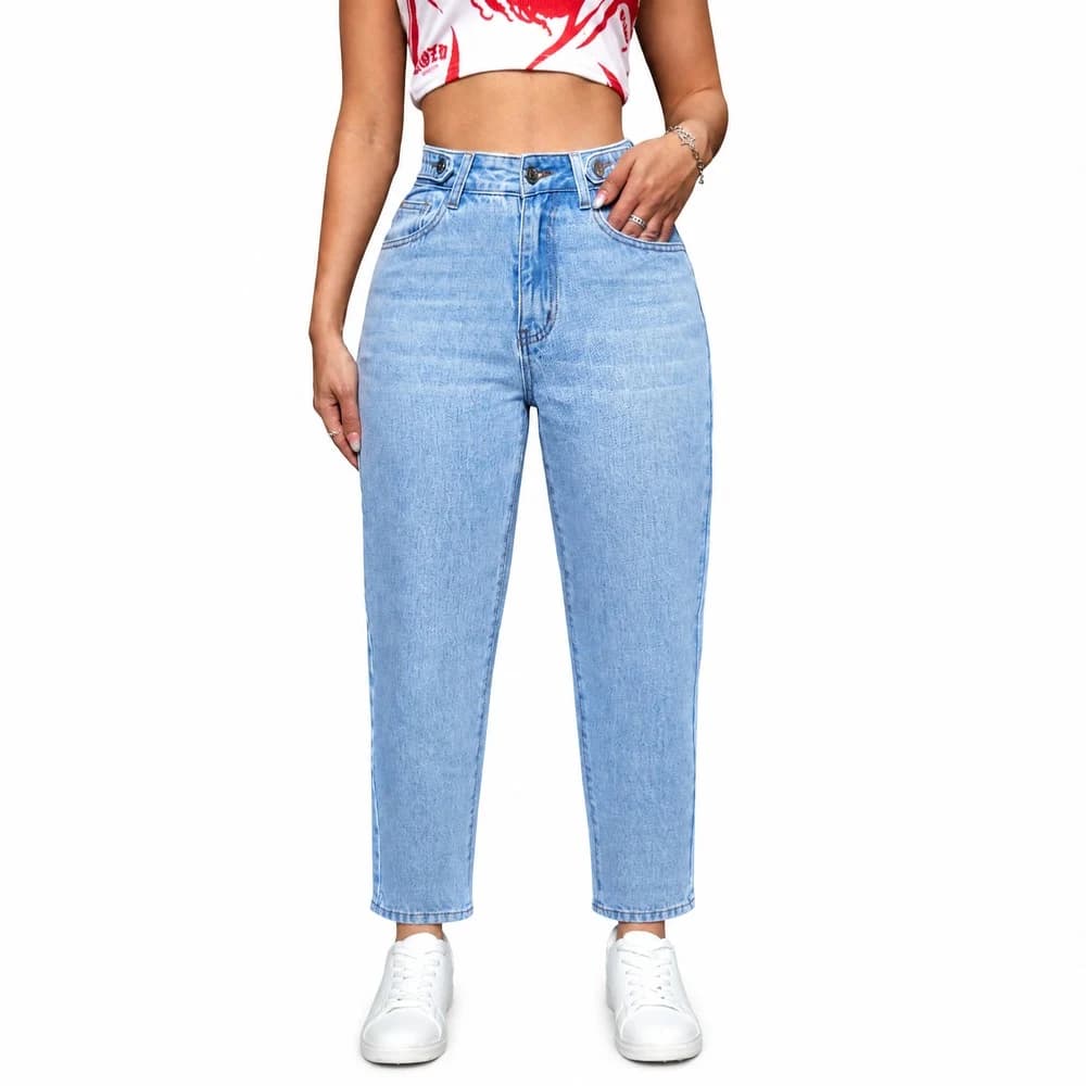 Women's Stretch Straight Leg Jeans Light Blue — supplier product photo