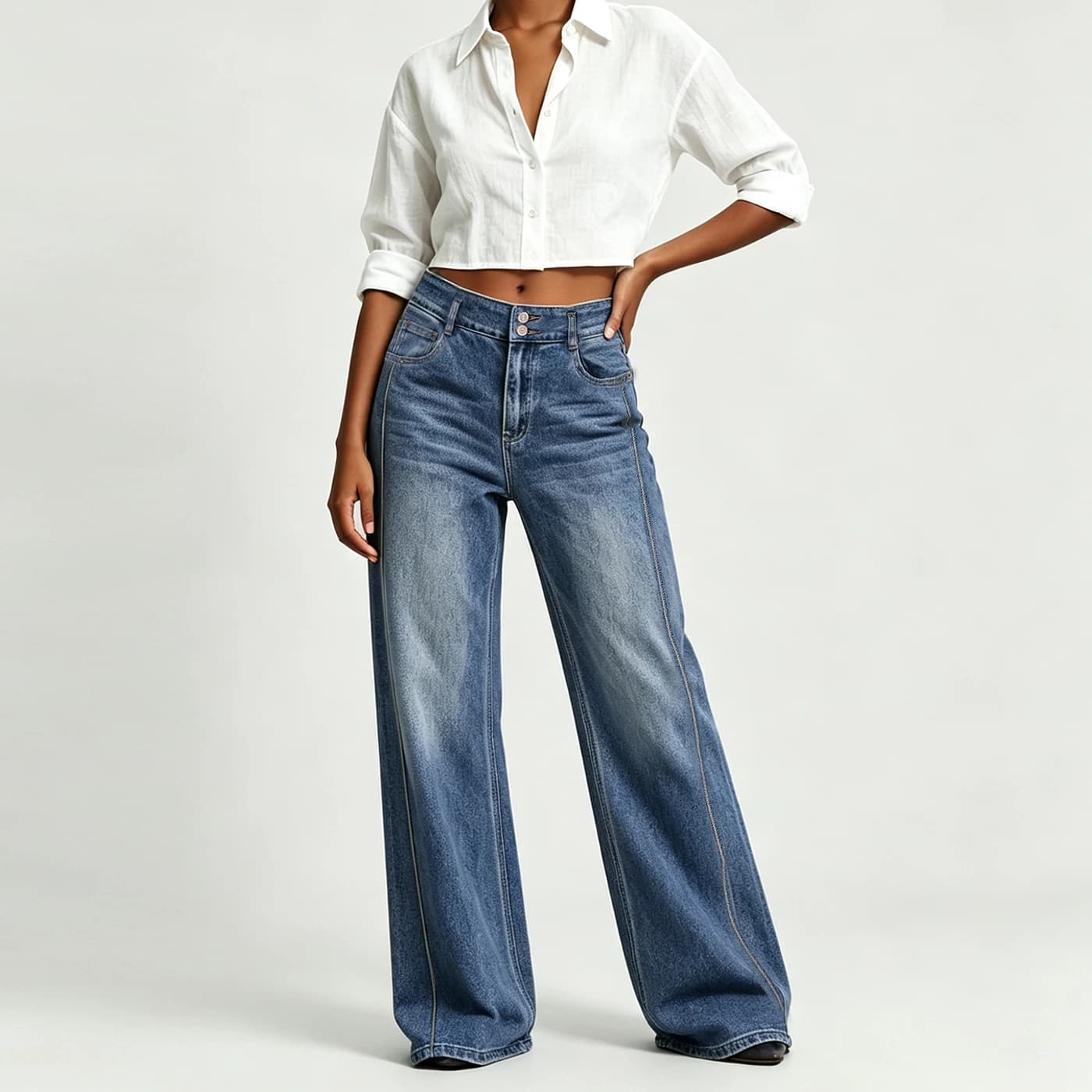 Women's Stretch Straight Leg Jeans Light Blue Denim Pants