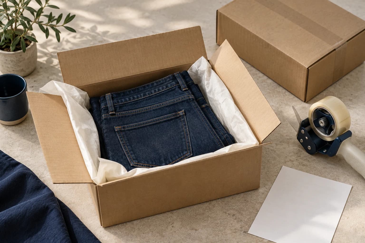 Denim packed for shipping