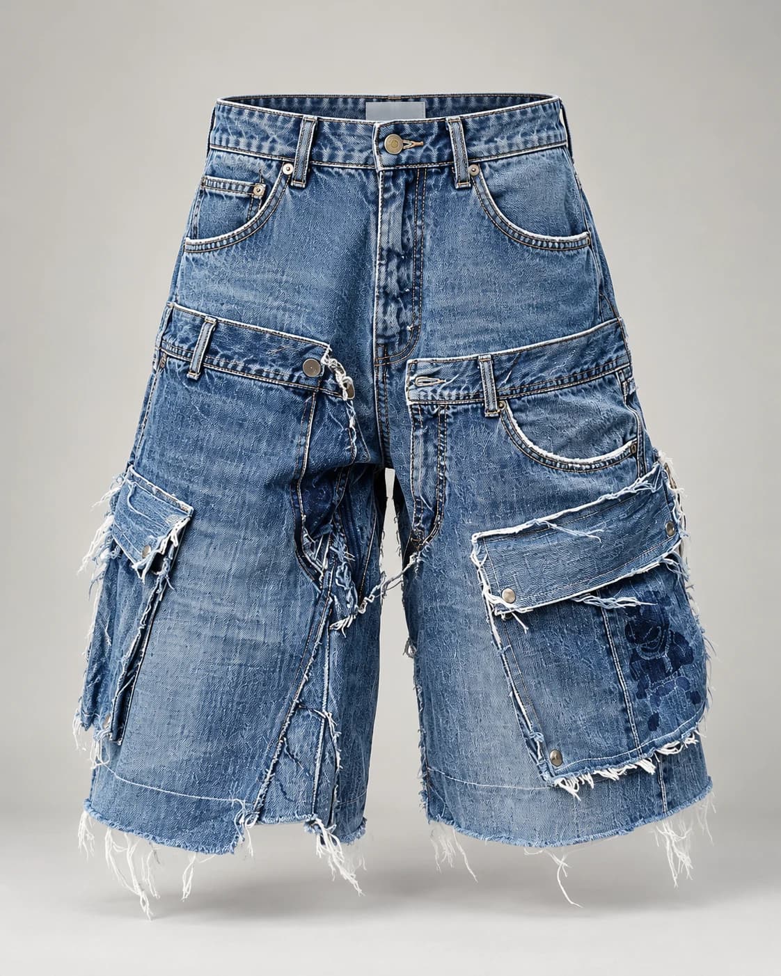 Blue Layered Pocket Denim Shorts — AI design reference 1