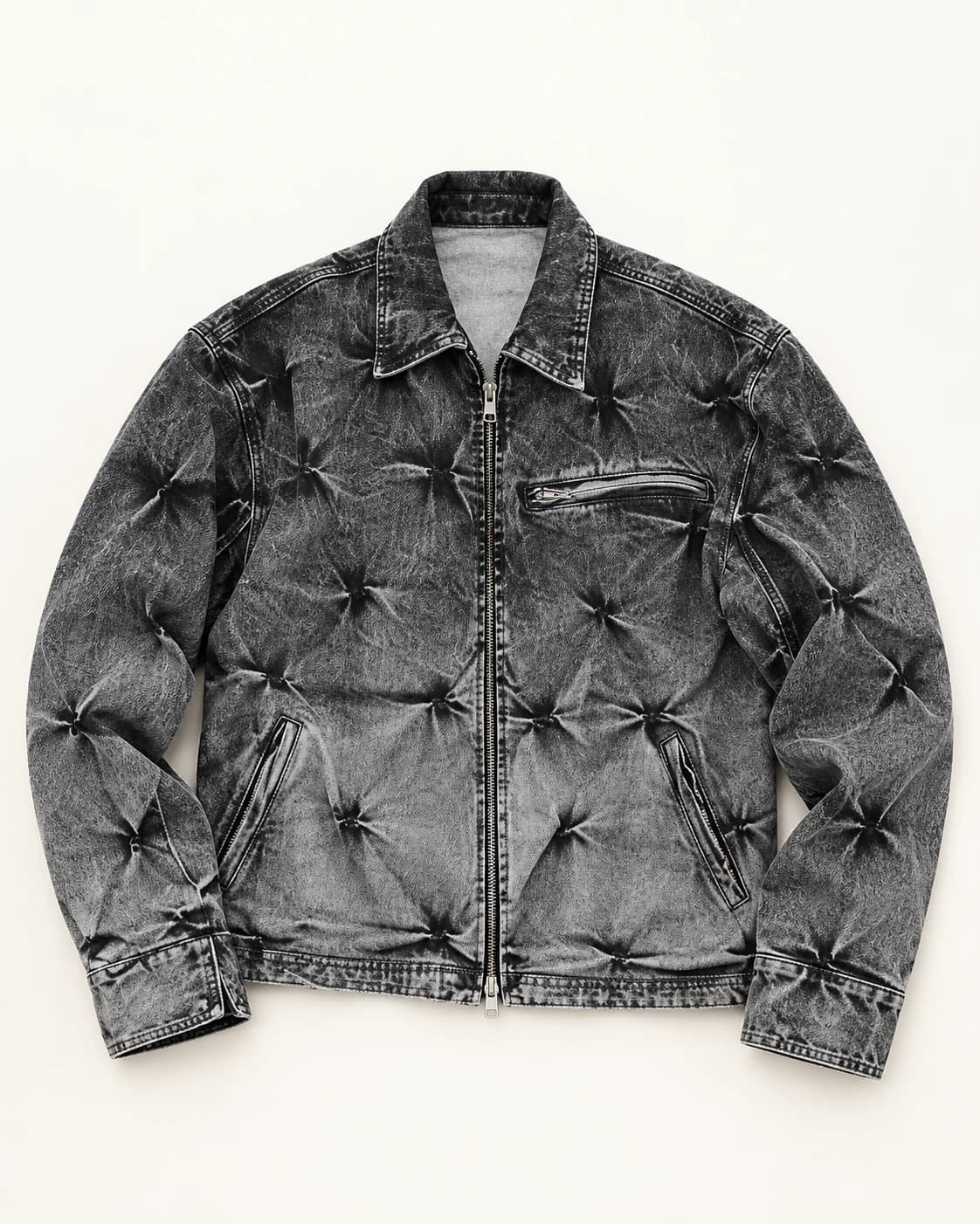 Charcoal Pinched Denim Zip Jacket — AI design reference 1