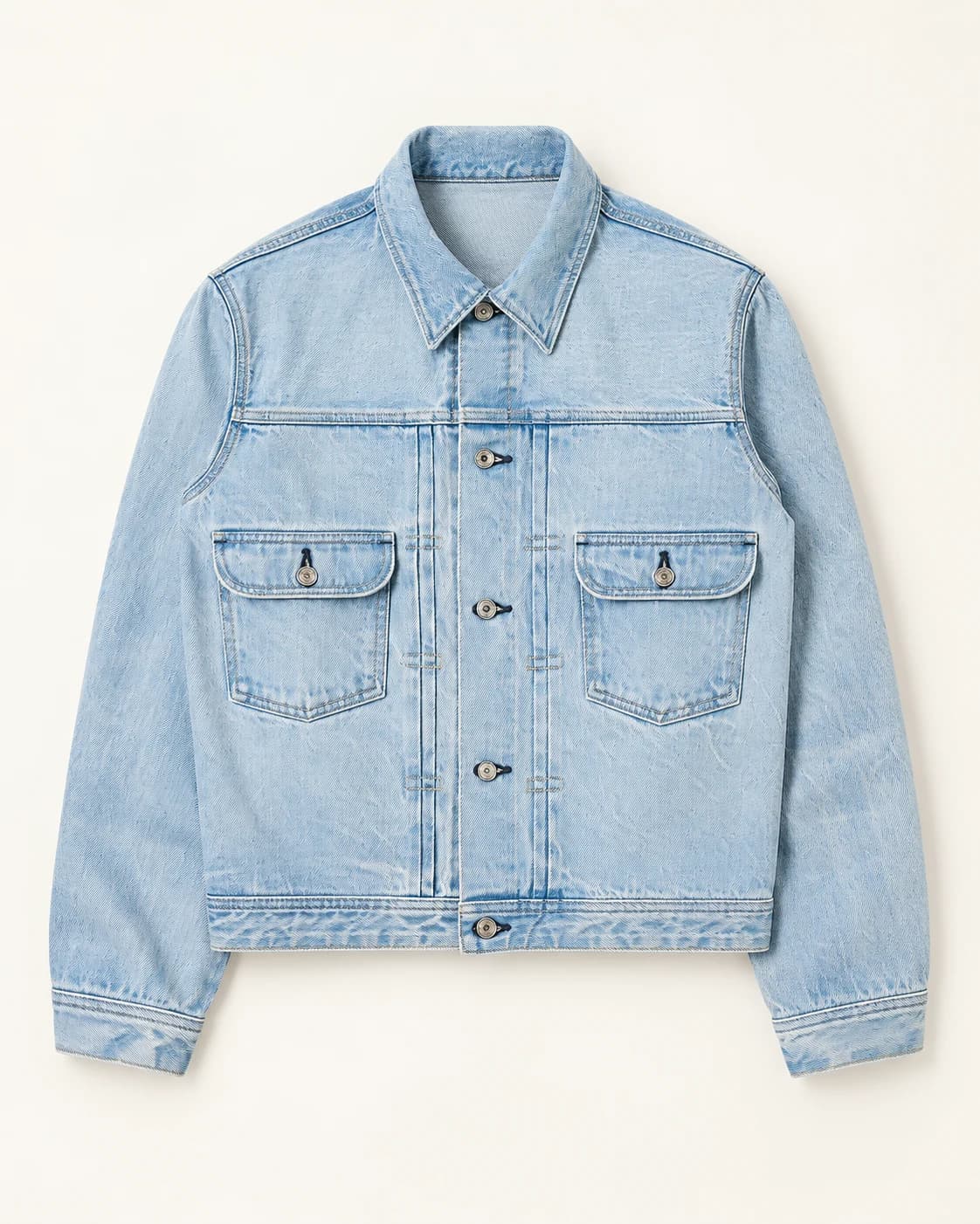 Light Blue Bleach-Washed Denim Jacket — AI design reference 1