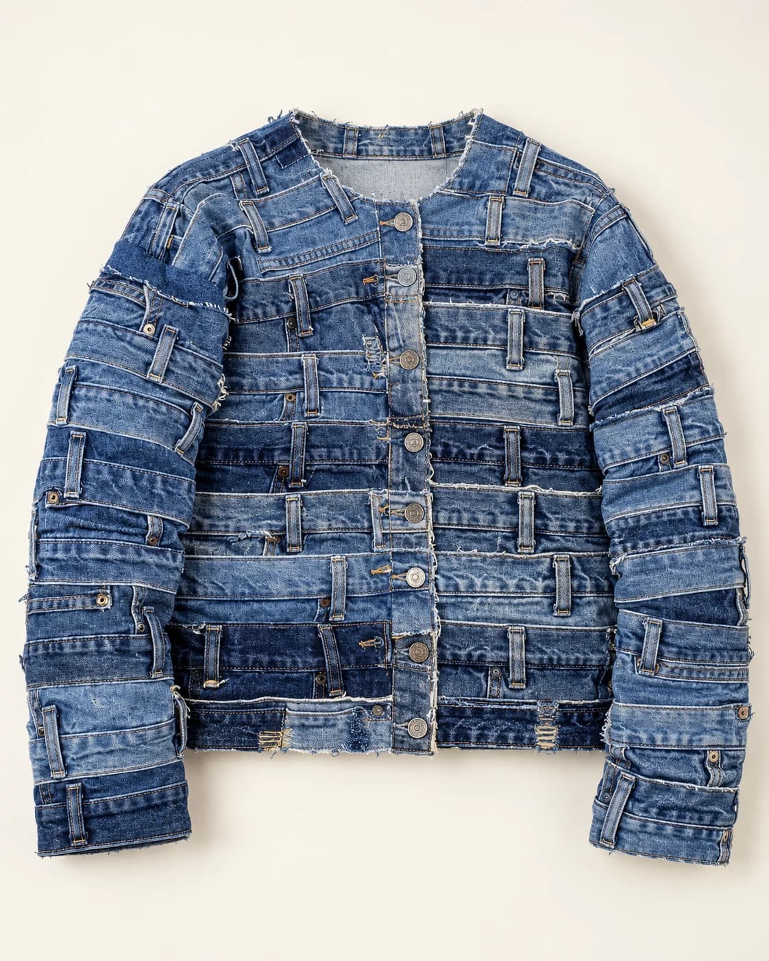 Waistband Patchwork Denim Jacket — AI design reference 1