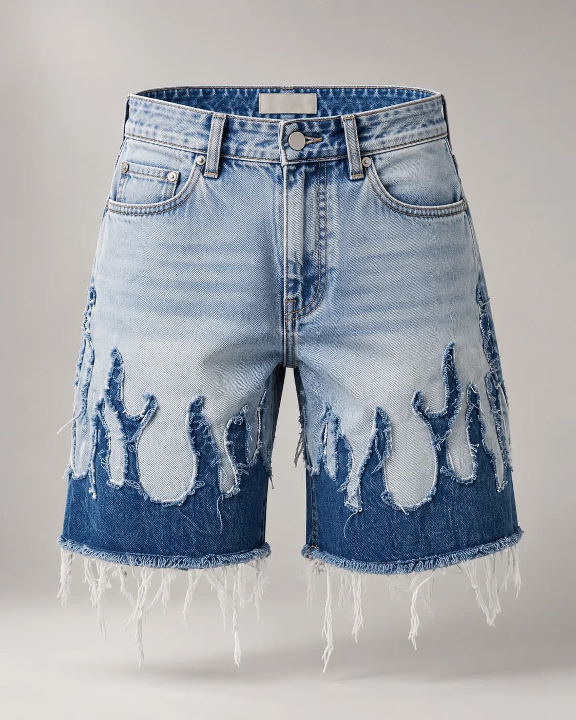 Light Blue Two-Tone Frayed Shorts — AI design reference 1
