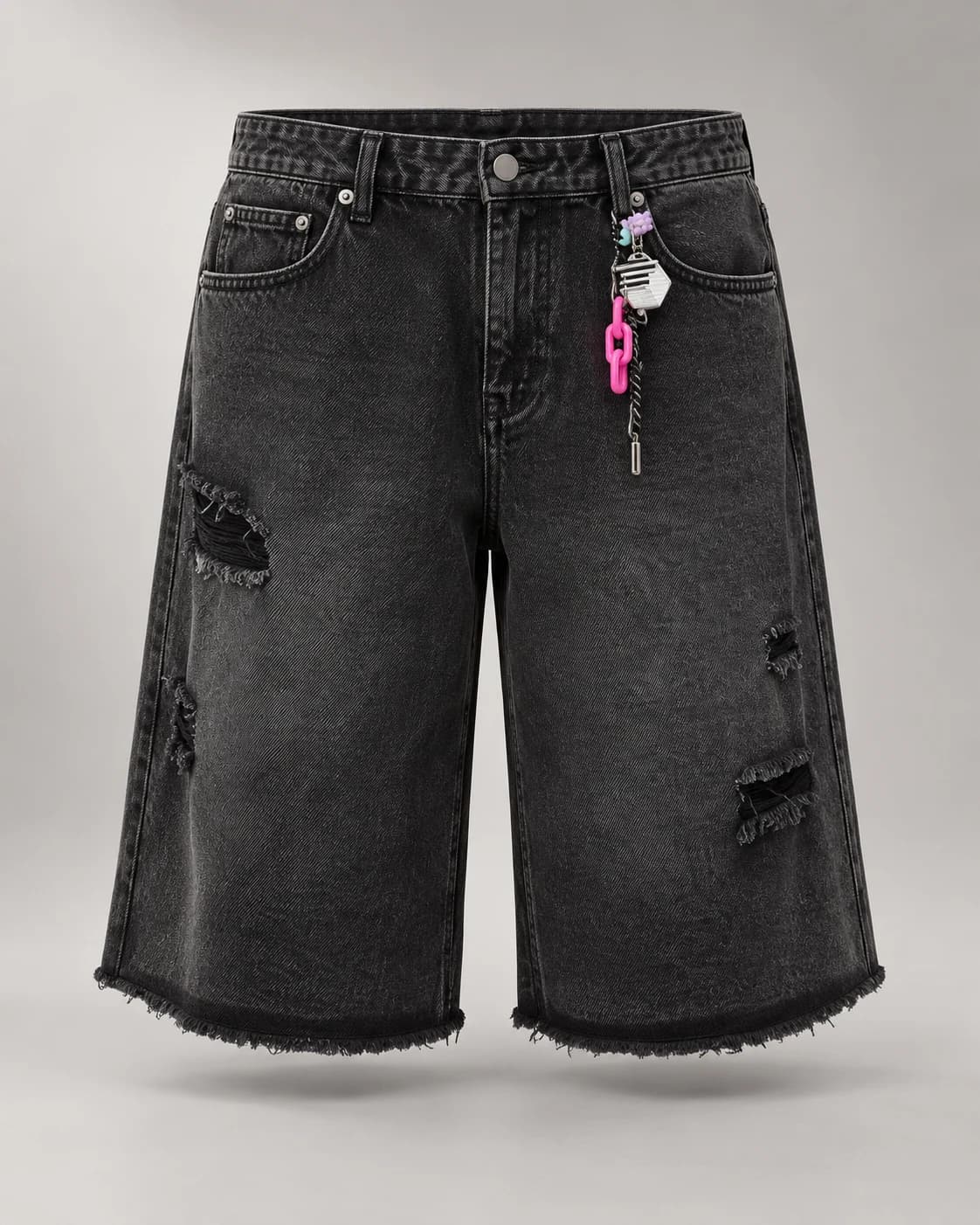 Black Minimal Distressed Denim Shorts — AI design reference 1