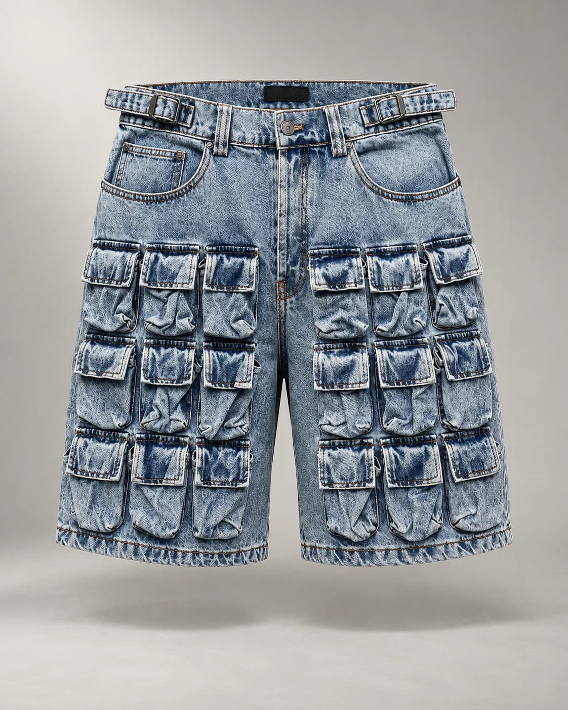 Light Blue Multi-Pocket Denim Shorts — AI design reference 1