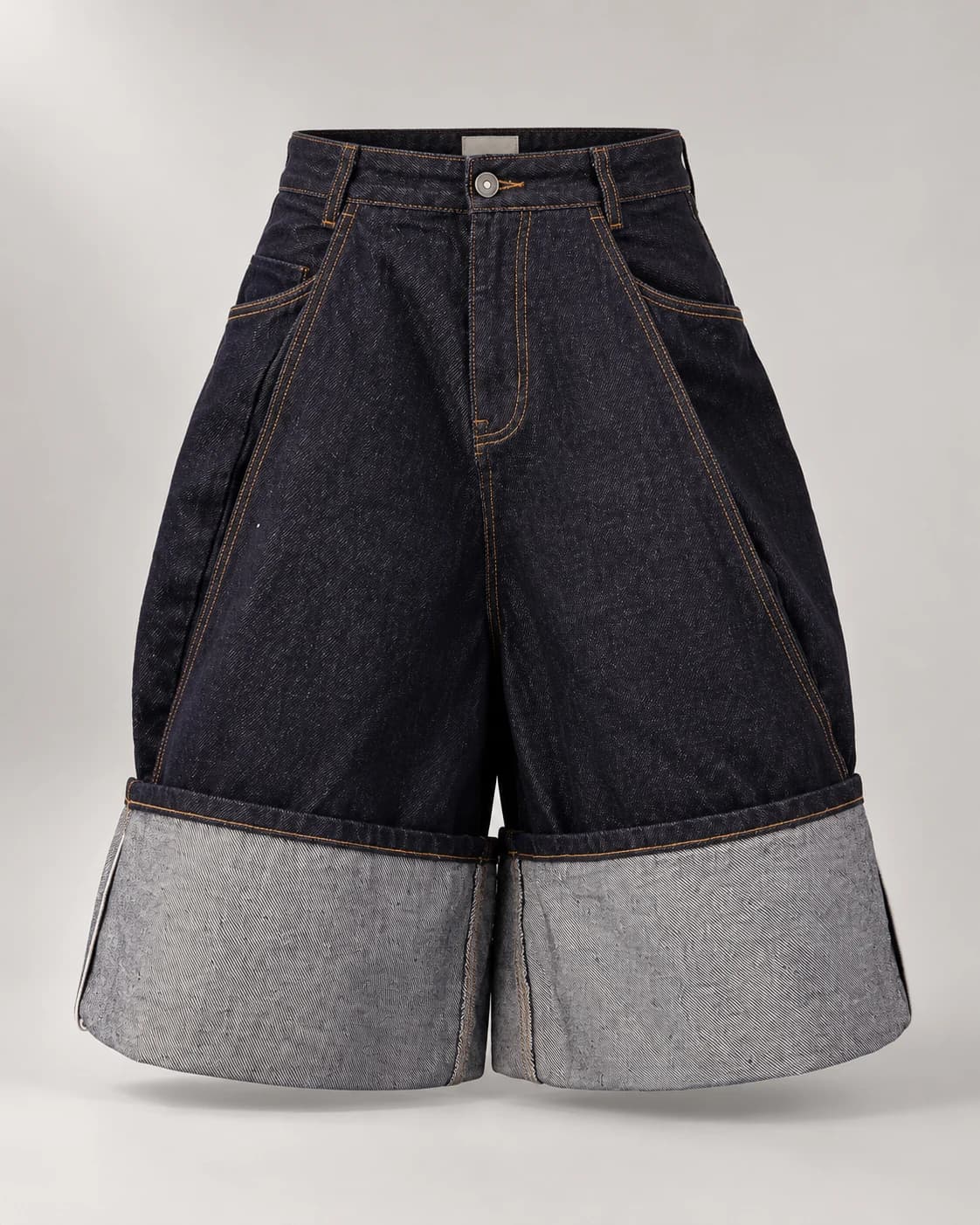 Dark Indigo Wide Cuff Denim Shorts — AI design reference 1