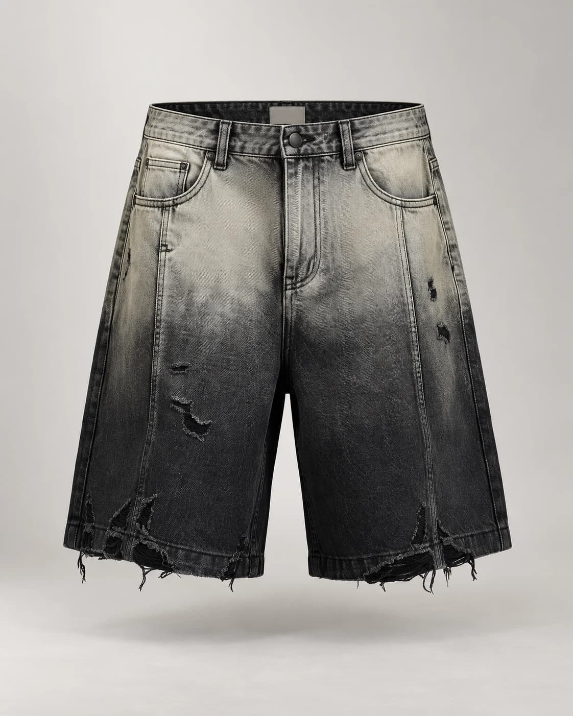 Black Grey Gradient Denim Shorts — AI design reference 1
