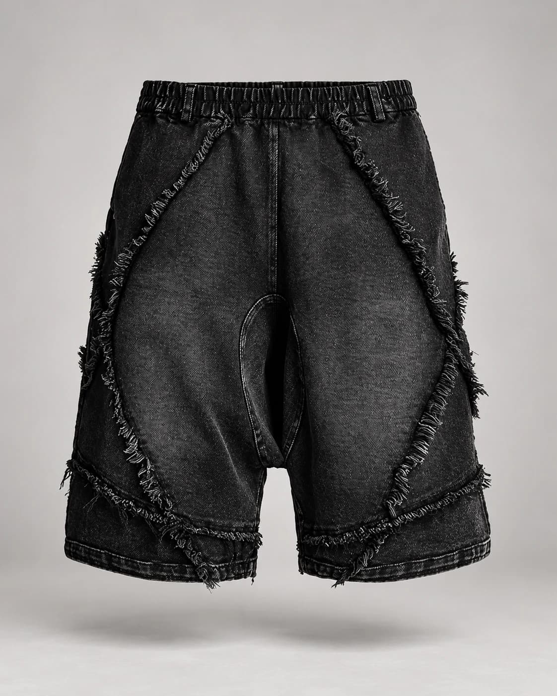 Black Curved Seam Denim Shorts — AI design reference 1