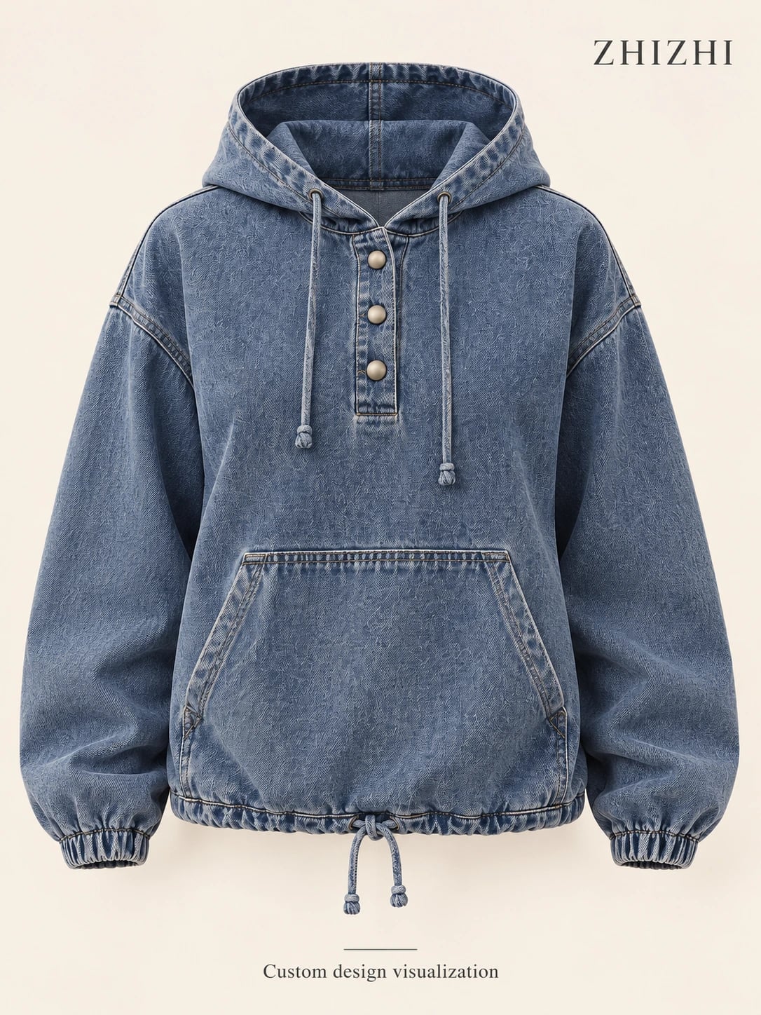 Front silhouette reference — hoodie-button — custom design visualization