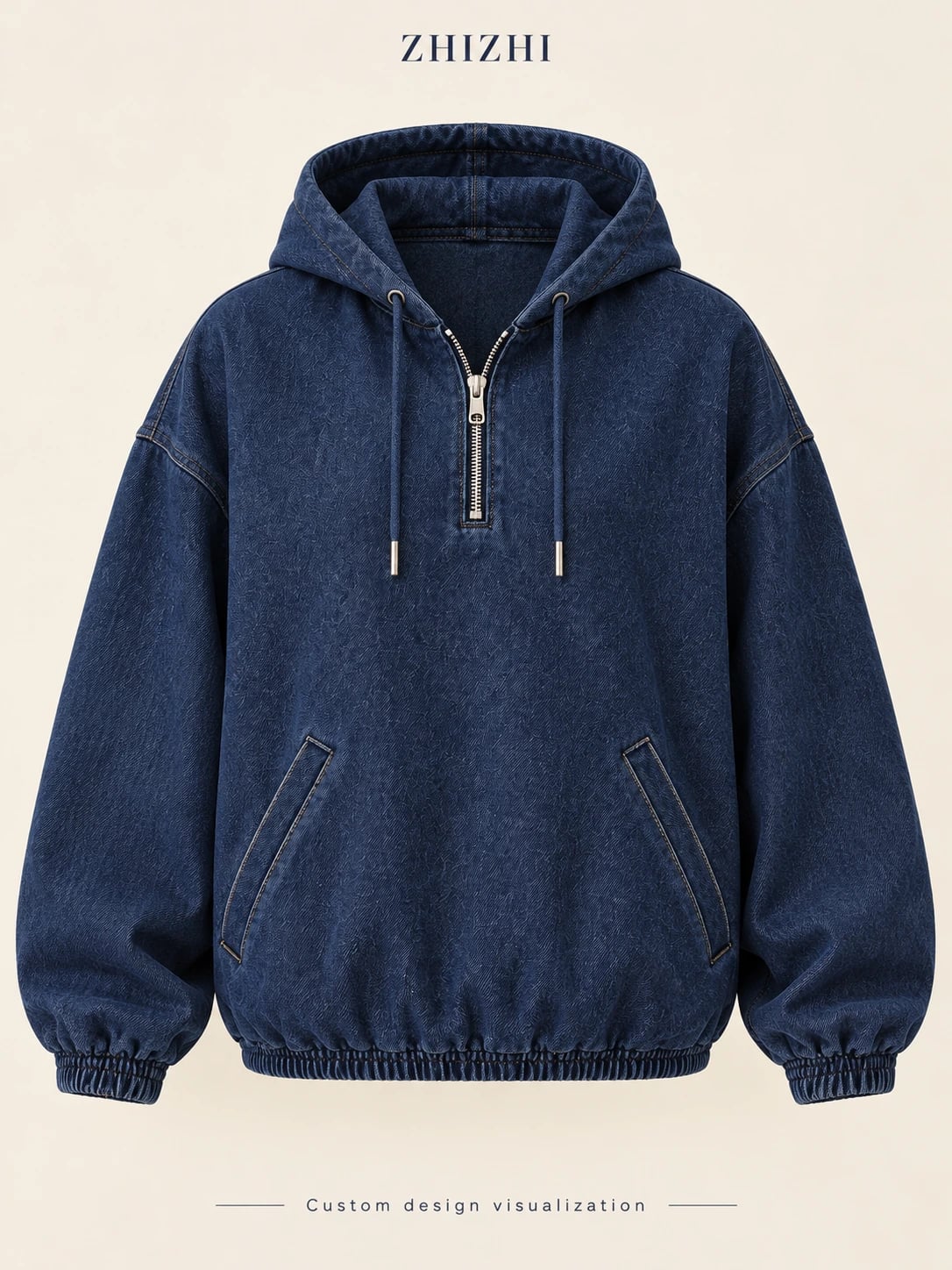 Front silhouette reference — hoodie-relaxed — custom design visualization