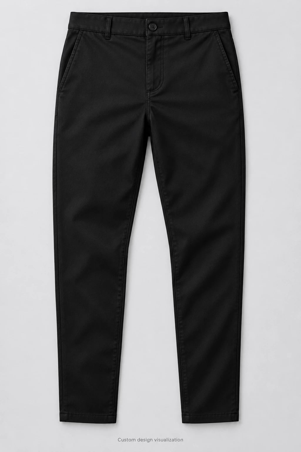 Custom Men's Black Tapered Twill Chinos — front — custom design visualization