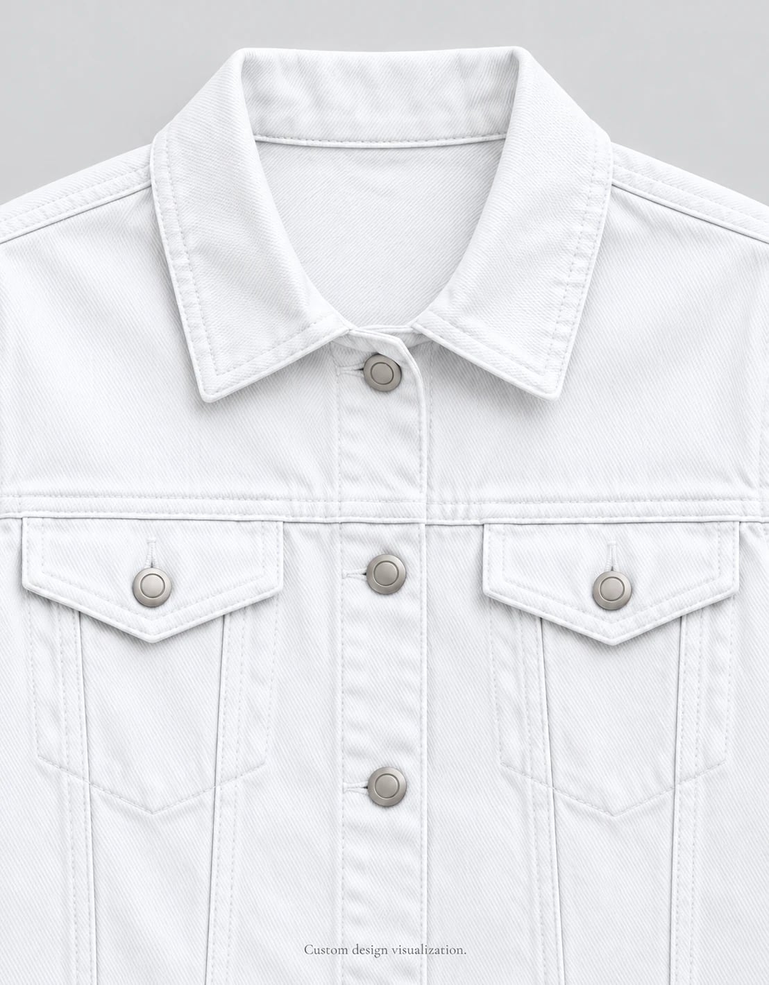 Custom Women's White Frayed-Hem Denim Jacket — detail — custom design visualization