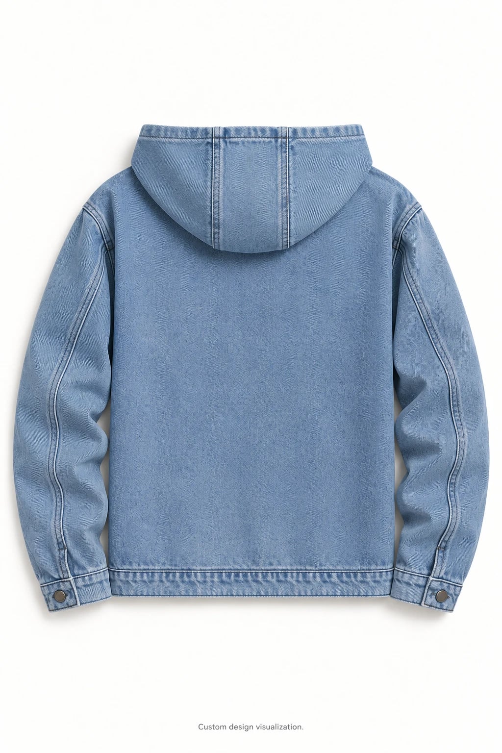 Custom Men's Light-Wash Full-Zip Denim Hoodie — back — custom design visualization