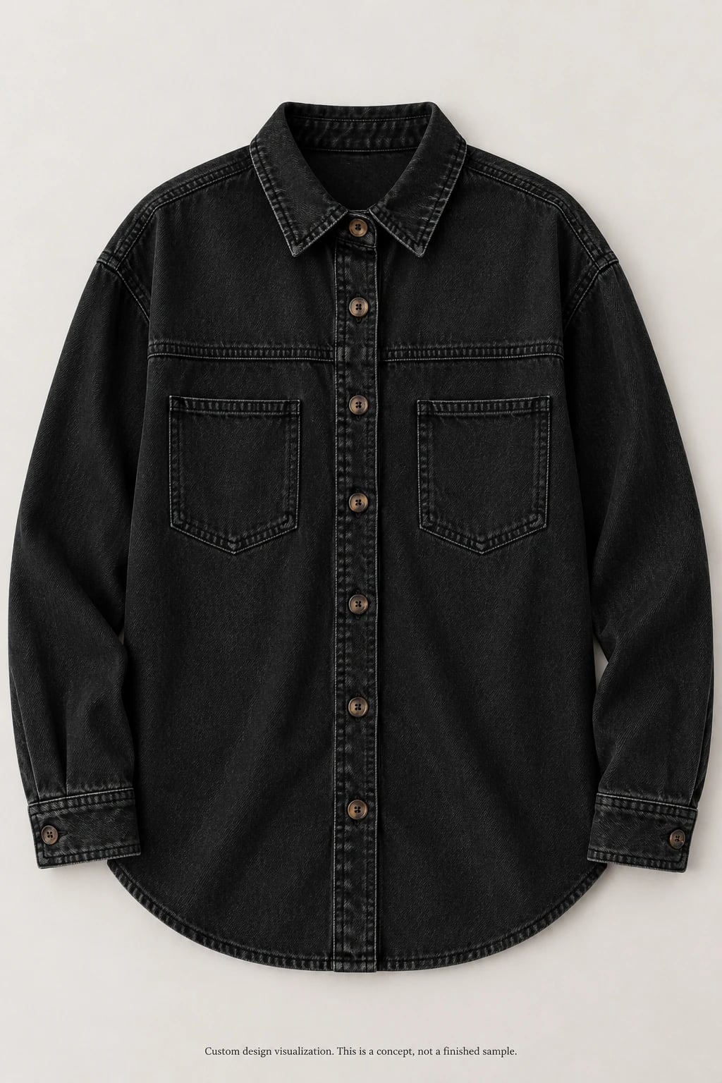 Custom Women's Black Patch-Pocket Denim Shirt — front — custom design visualization