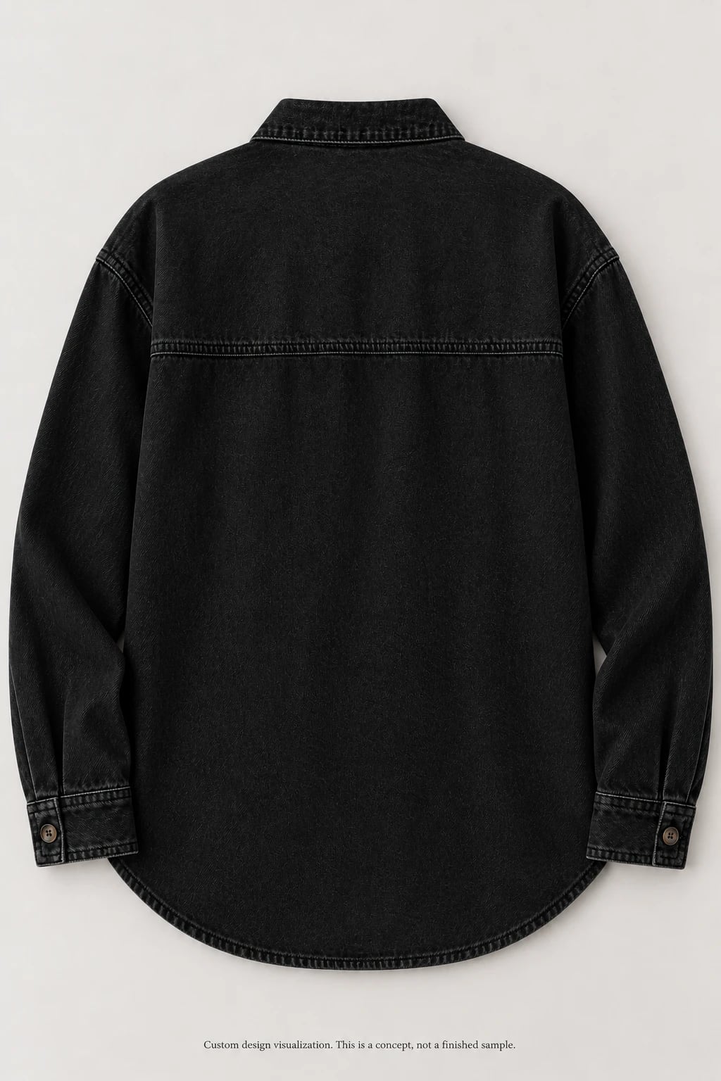 Custom Women's Black Patch-Pocket Denim Shirt — back — custom design visualization