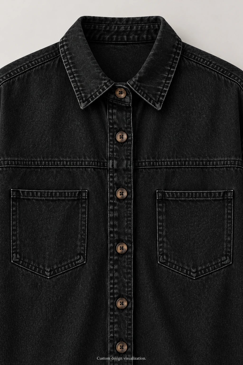 Custom Women's Black Patch-Pocket Denim Shirt — detail — custom design visualization