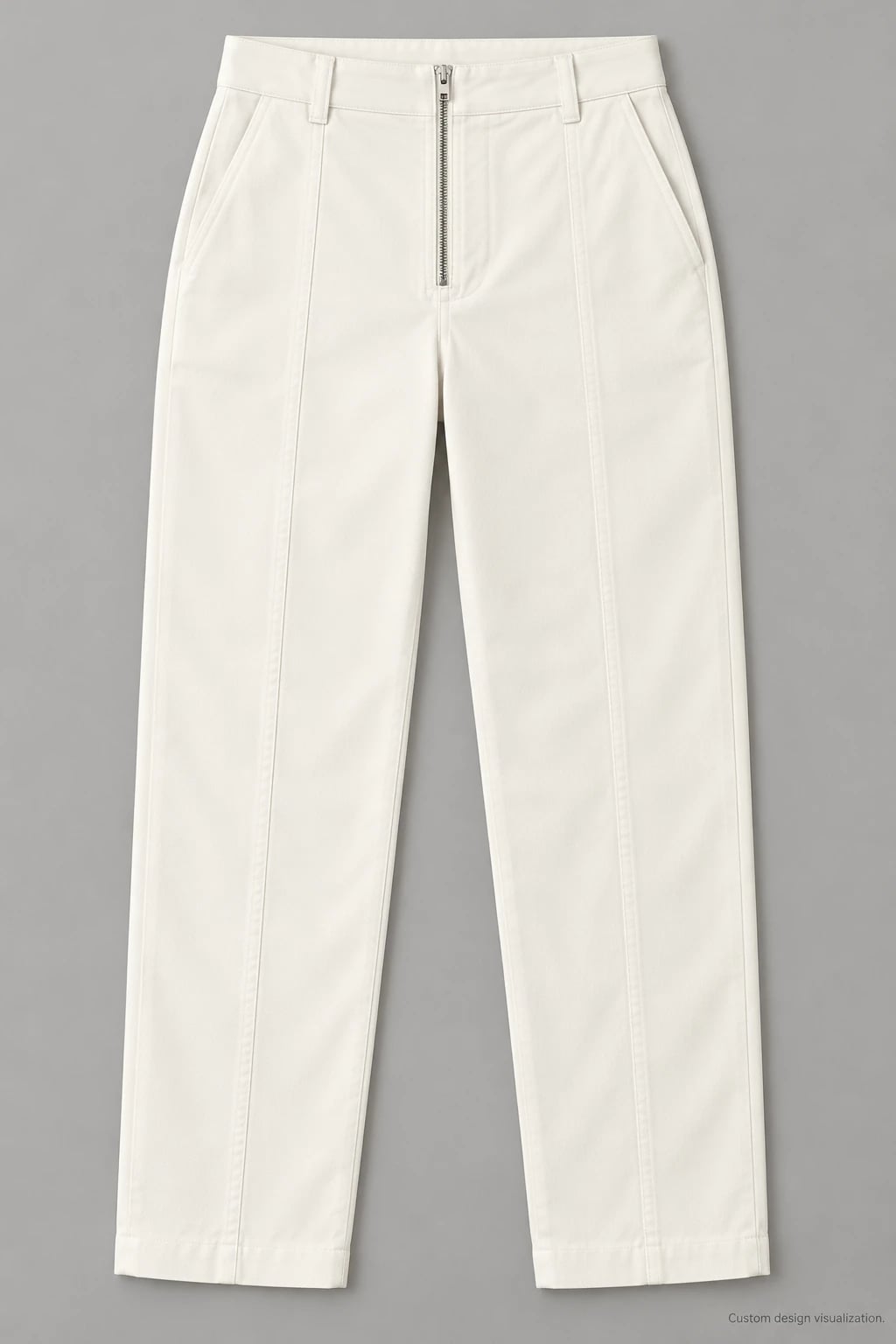 Custom Women’s Ivory Zip-Front Twill Pants — front — custom design visualization