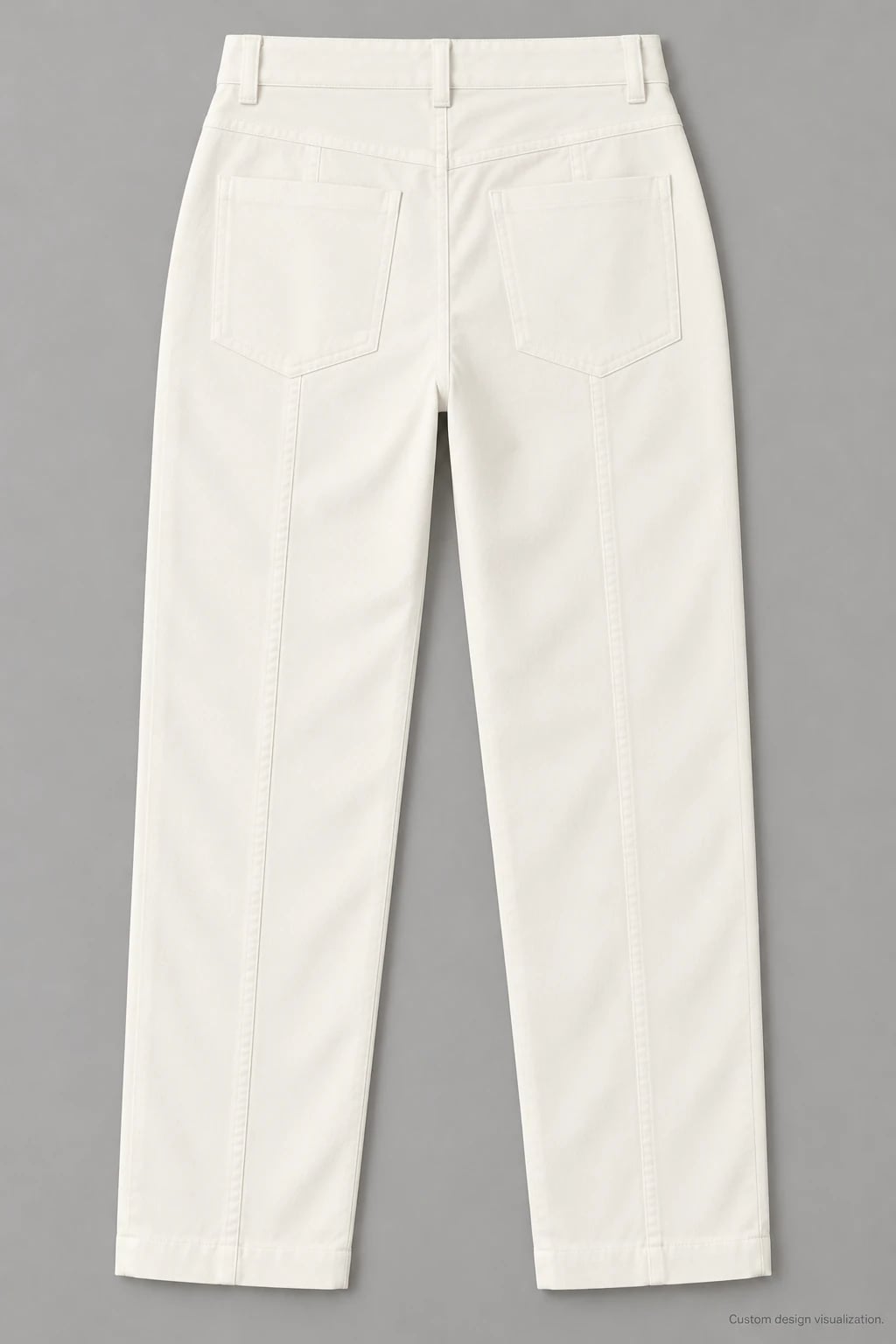 Custom Women’s Ivory Zip-Front Twill Pants — back — custom design visualization