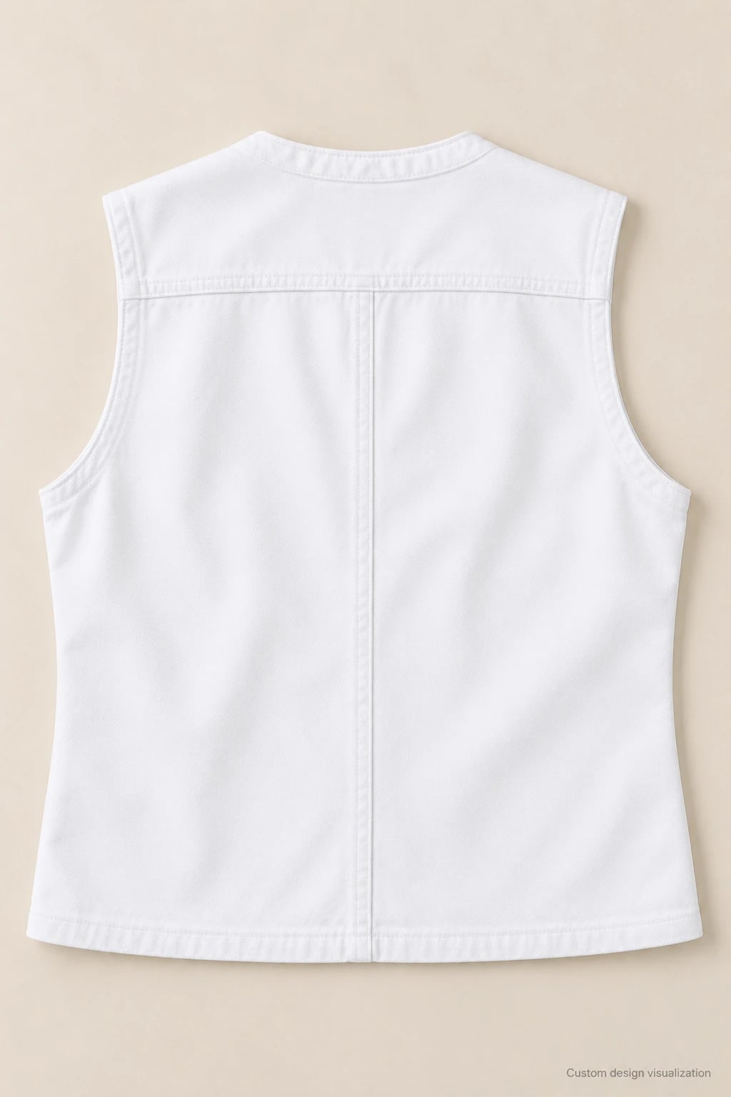 Custom Women's White V-Neck Denim Vest — back — custom design visualization