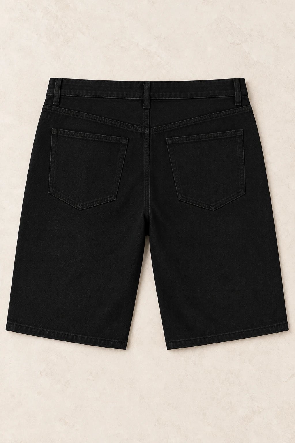 Custom Men's Black Relaxed Denim Shorts — back — custom design visualization