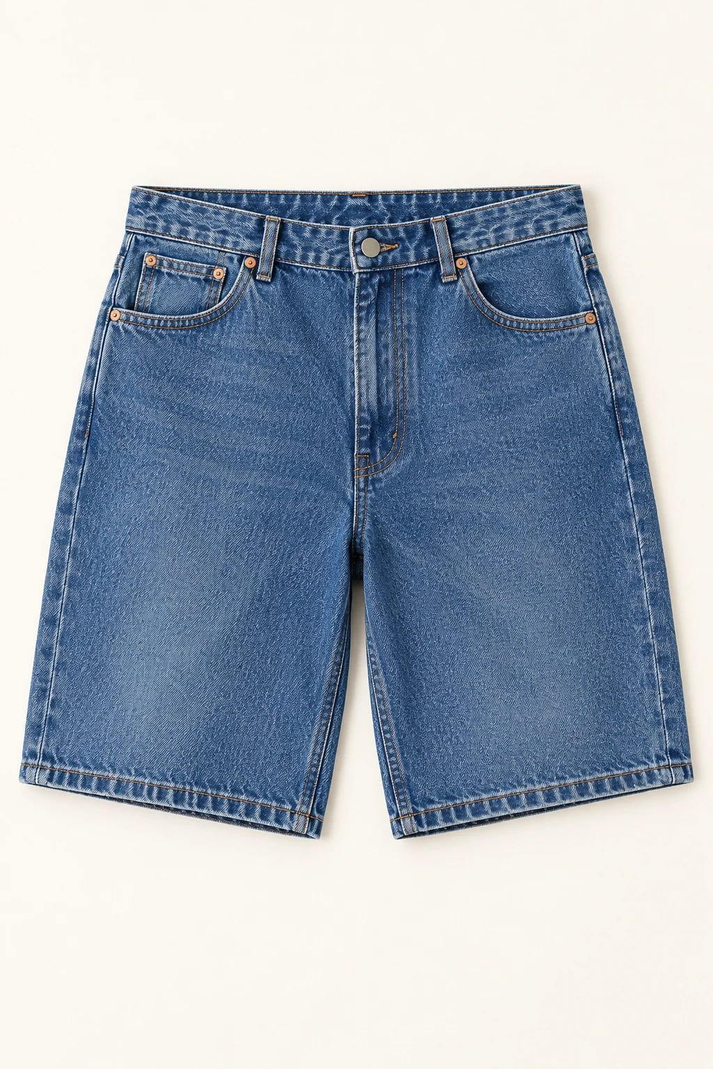 Custom Men's Medium Blue Relaxed Denim Shorts — front — custom design visualization