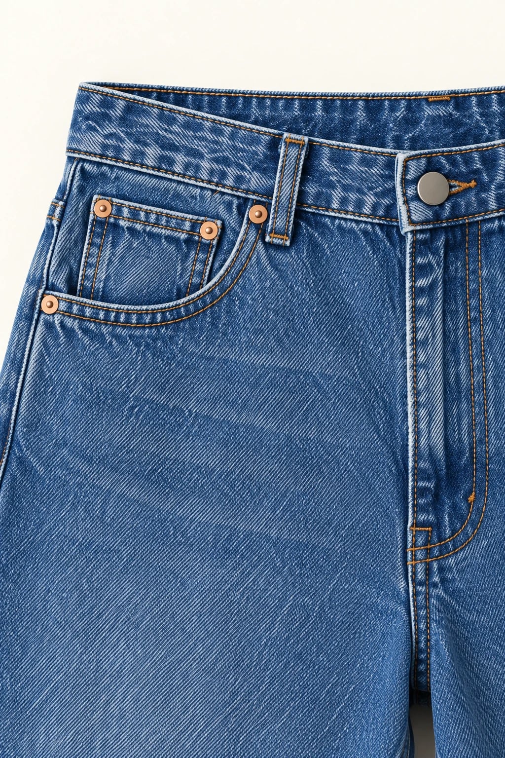 Custom Men's Medium Blue Relaxed Denim Shorts — detail — custom design visualization