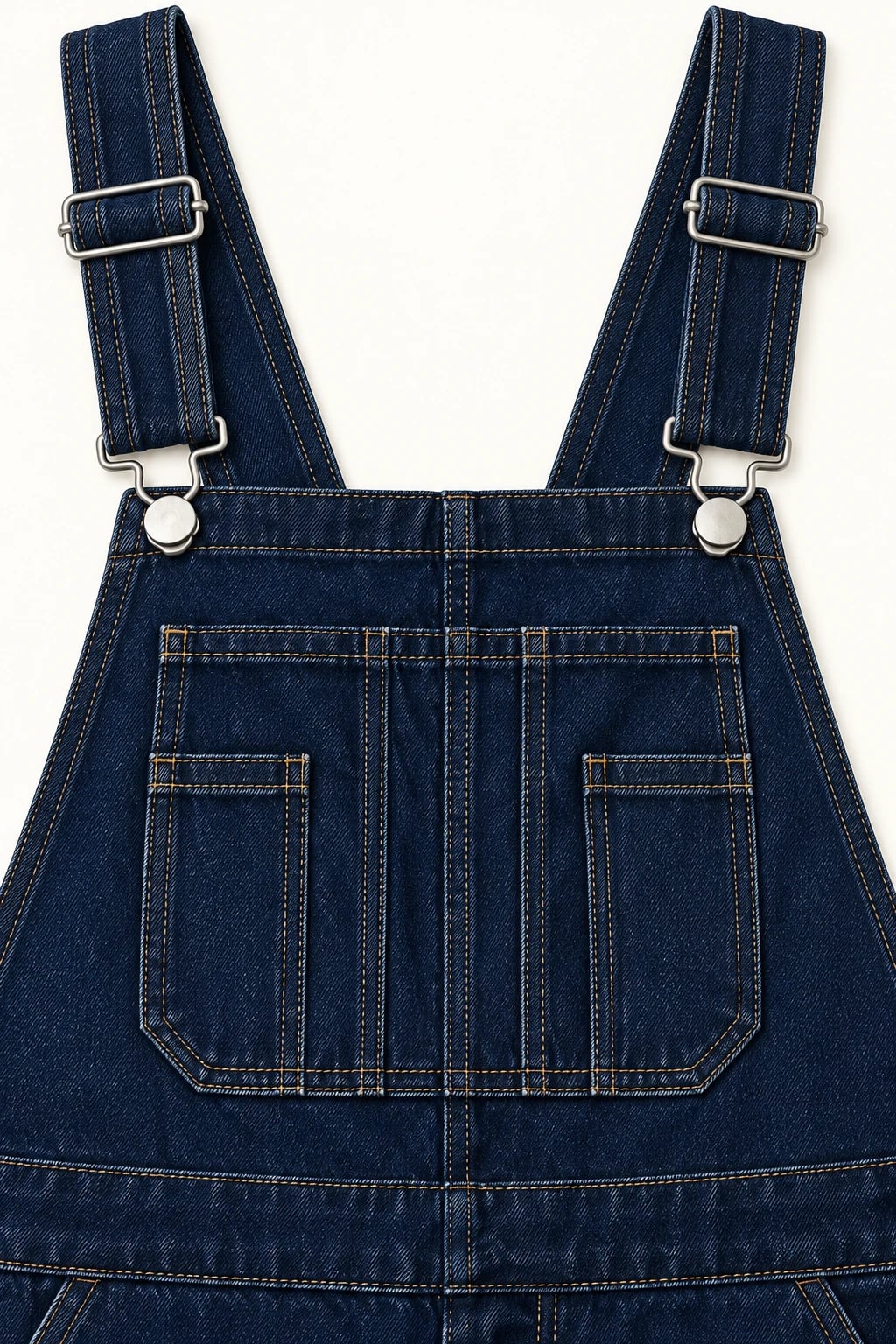 Custom Men's Dark Indigo Utility Denim Overalls — detail — custom design visualization