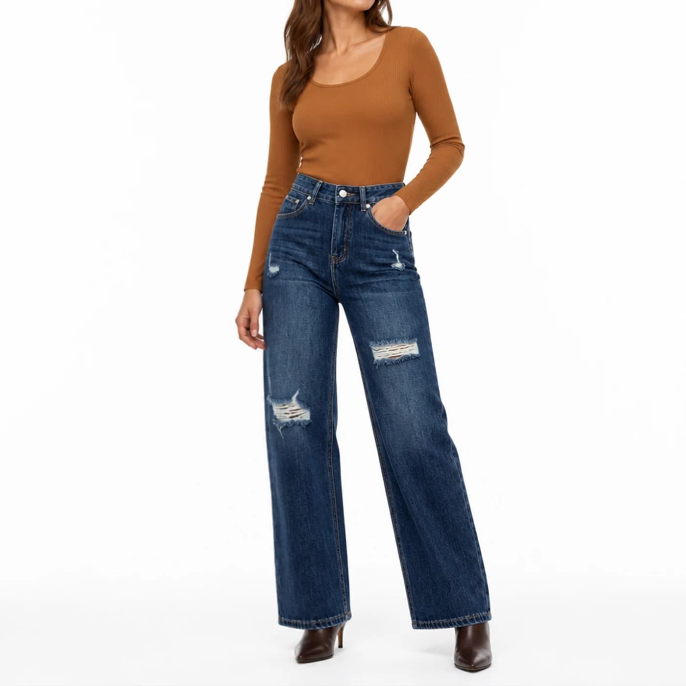 Non-Stretch Straight Leg Jeans — supplier product photo