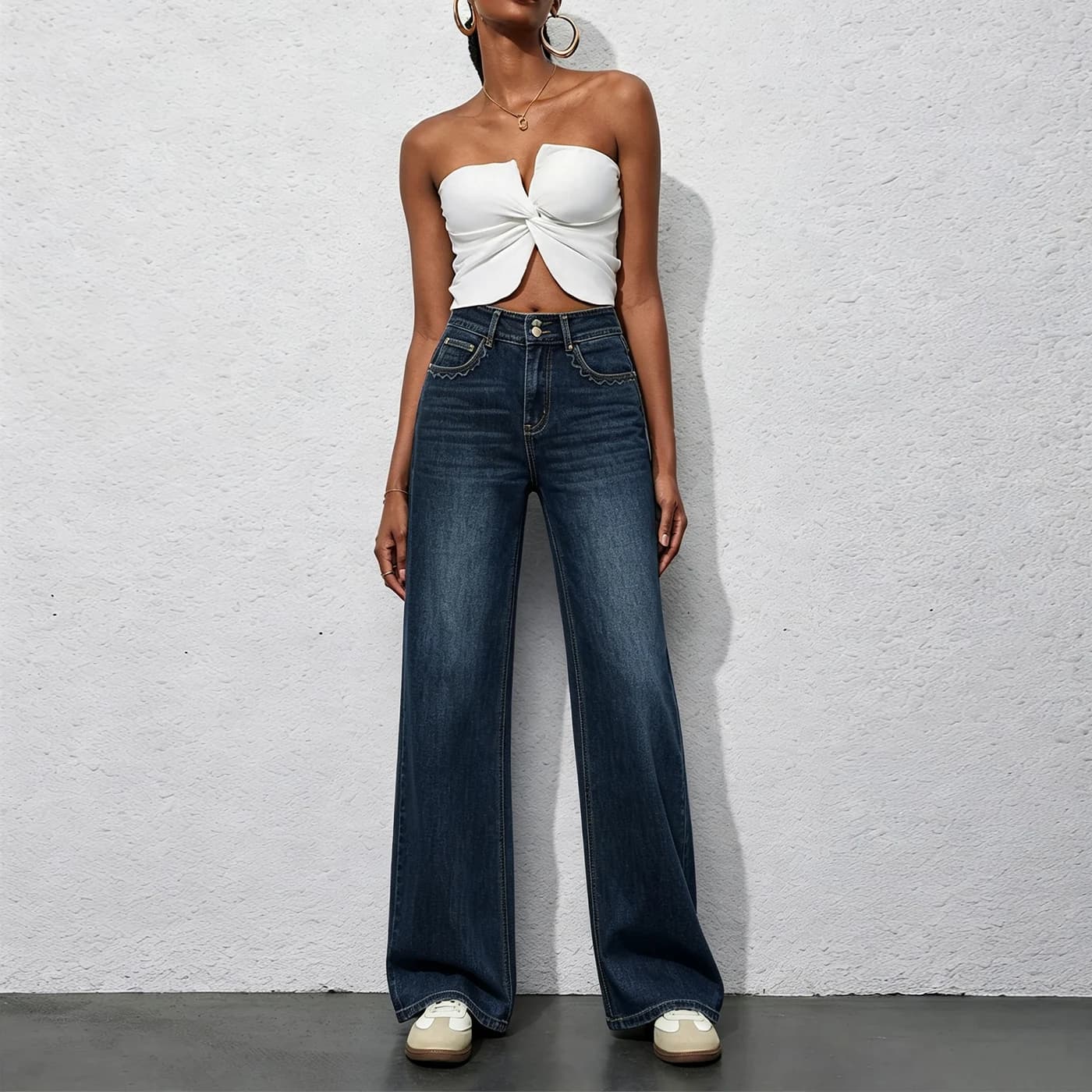 Stretch Wide Leg High Waist Jeans — supplier product photo