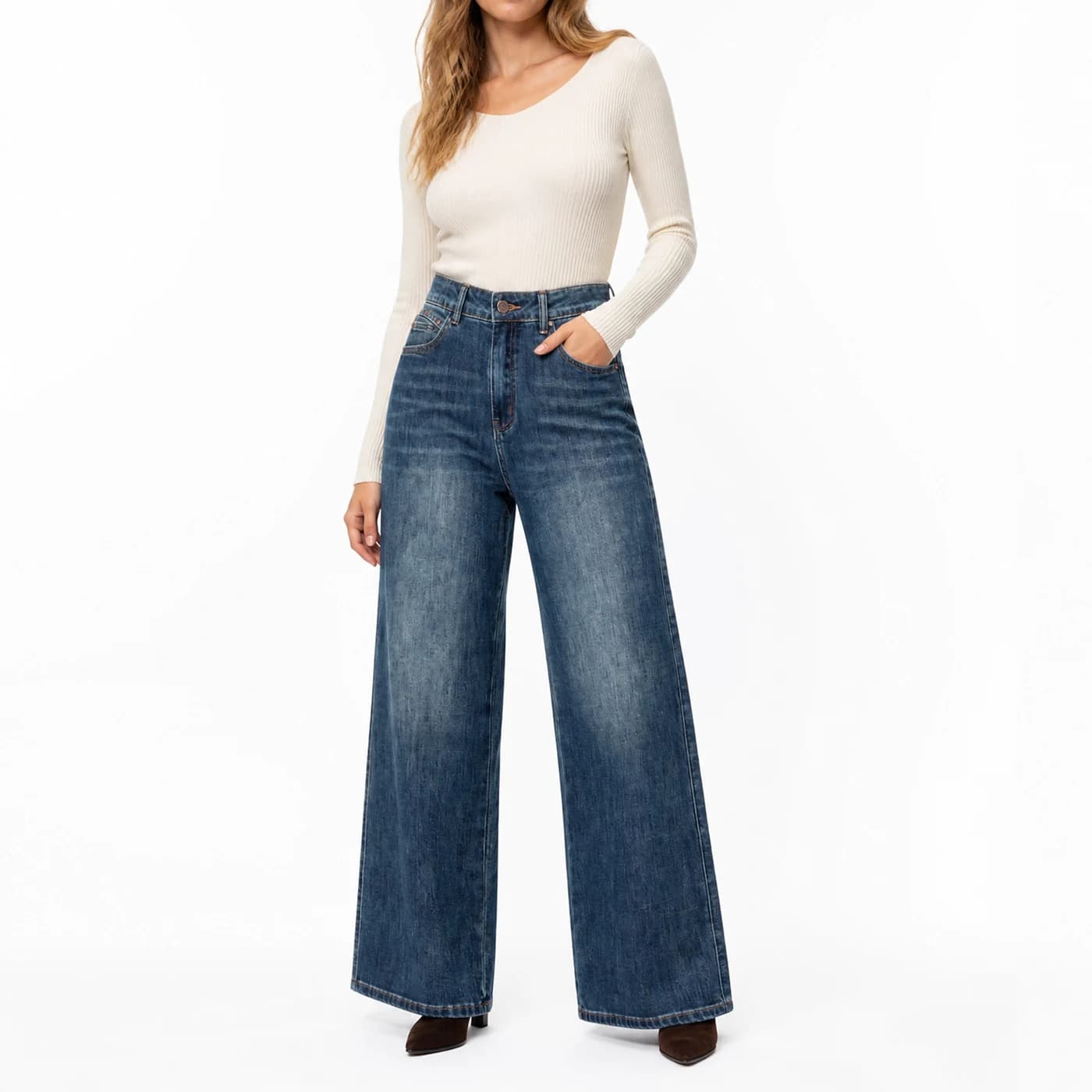 Stretch Wide Leg High Waist Jeans — supplier product photo