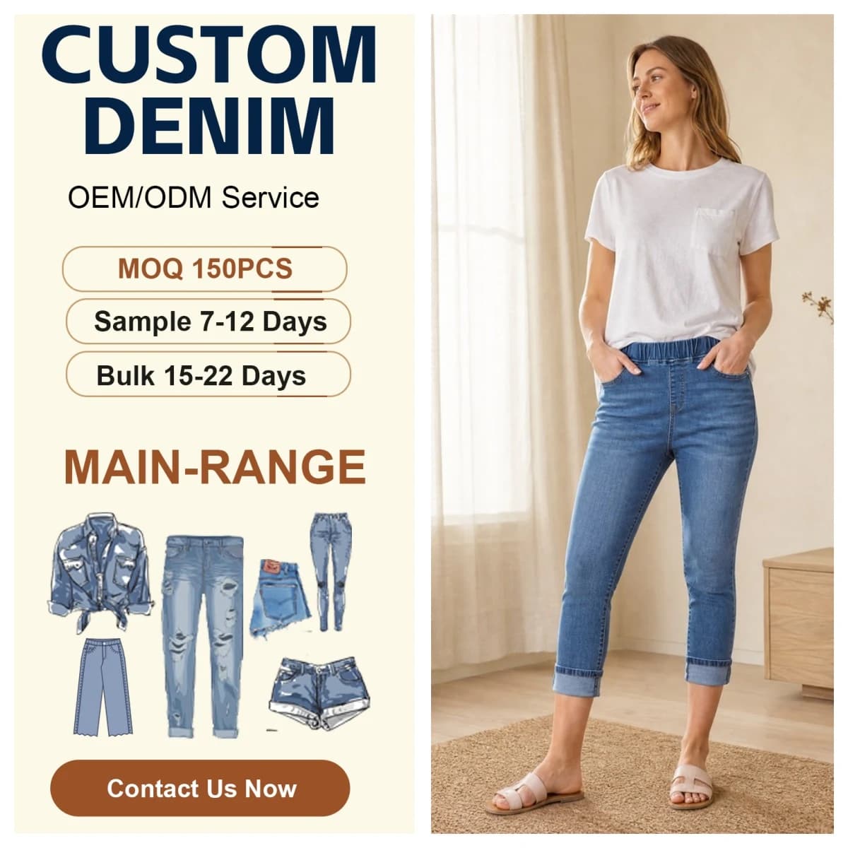 High Waist Skinny Textured Commuter Denim Pants for Women — supplier product photo
