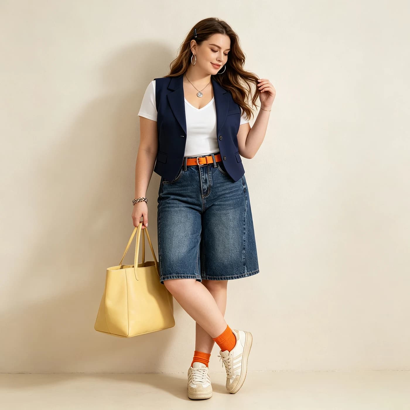 Non-Stretch Washed Denim Bermuda Shorts — supplier product photo