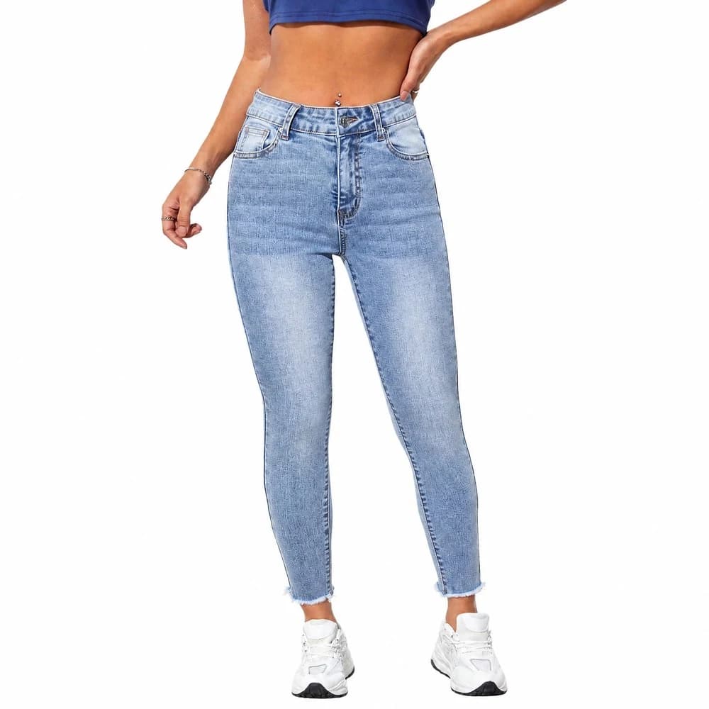 Women's Stretch Skinny Jeans Light Blue — supplier product photo