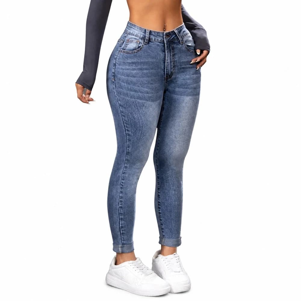 Women's Stretch Skinny Jeans Blue — supplier product photo