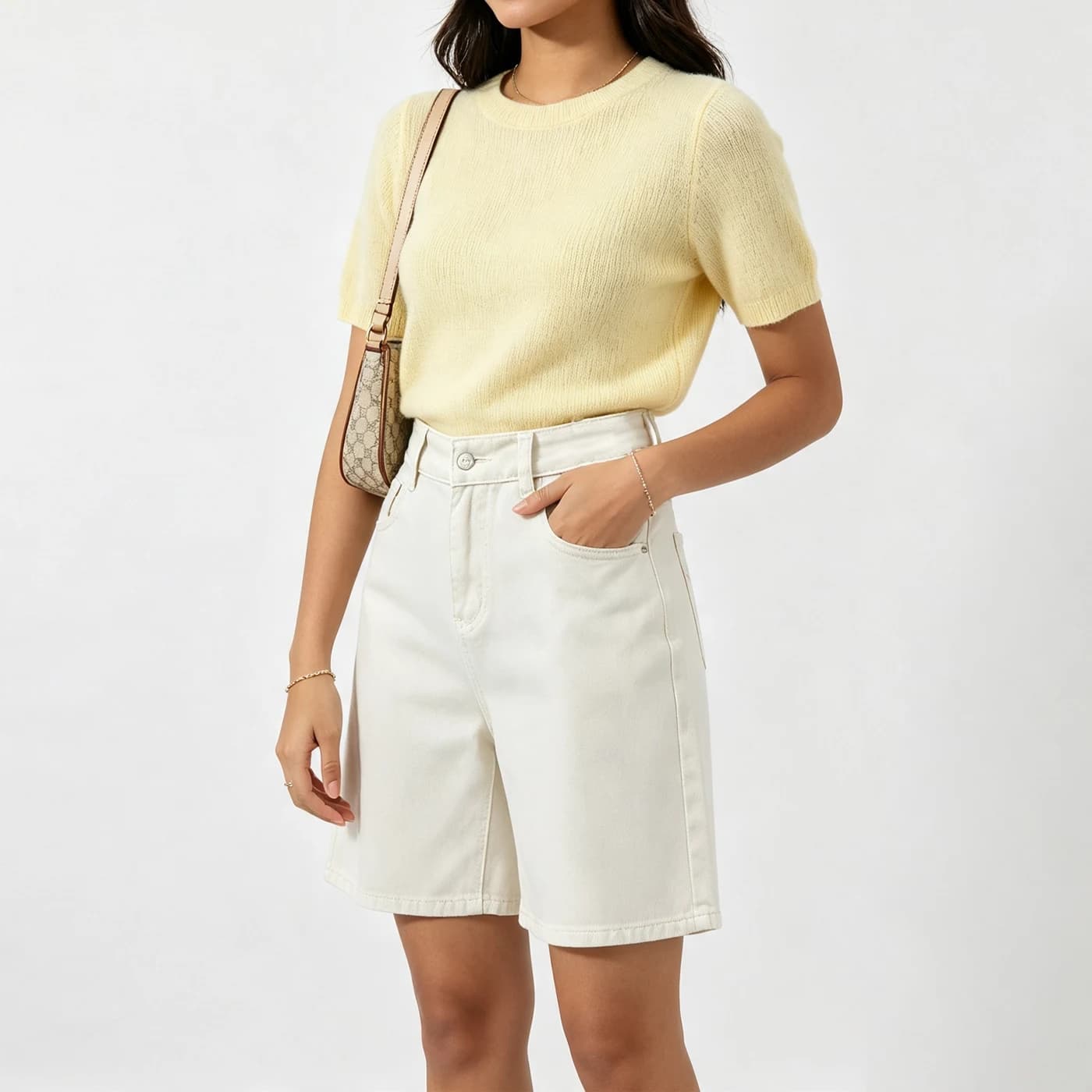 Non-Stretch Washed Denim Bermuda Shorts — supplier product photo