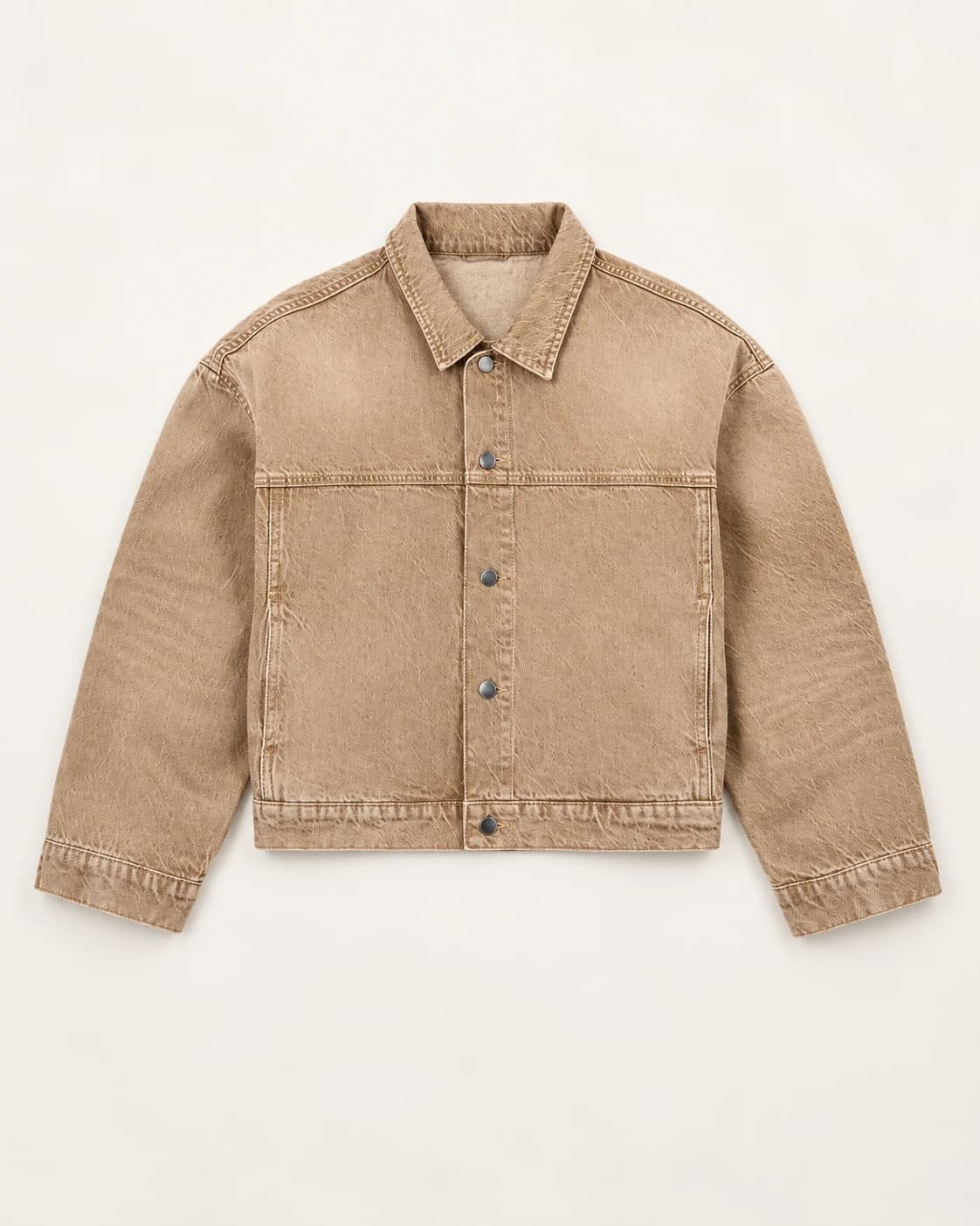 Tan Minimal Cropped Denim Jacket — AI design reference 1