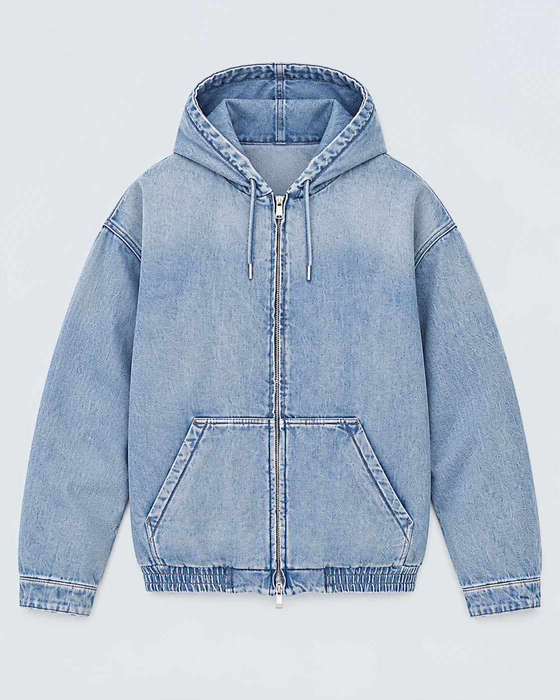 Light Blue Zip Denim Hoodie — AI design reference 1