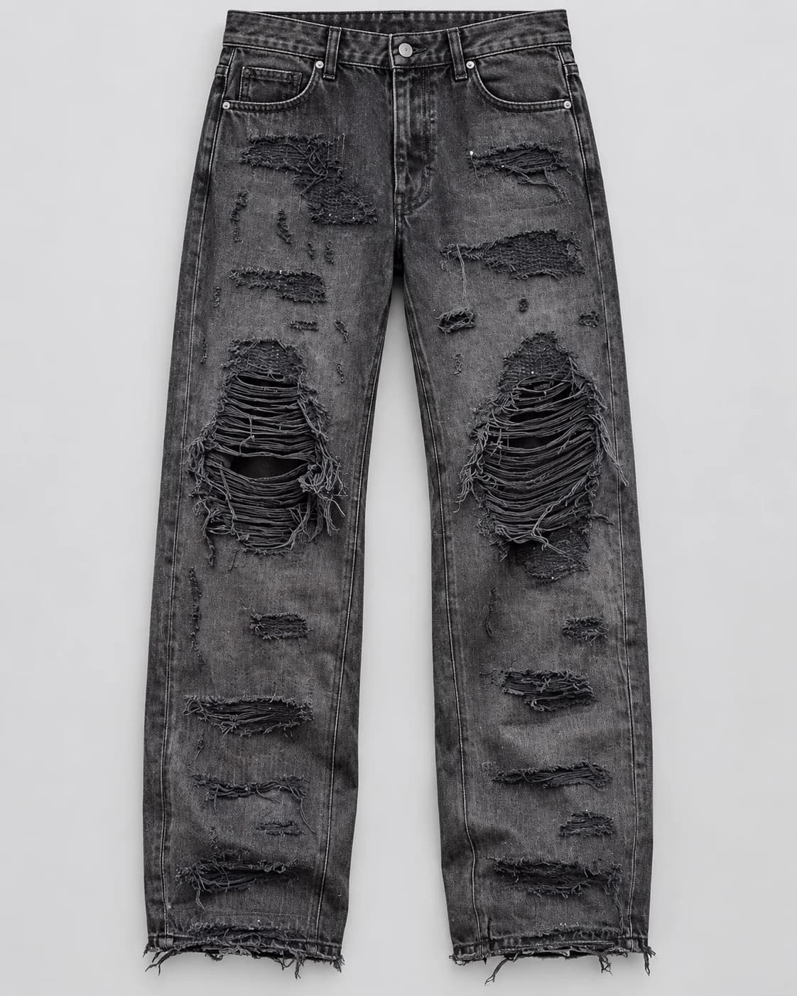 Grey Distressed Loose Straight Jeans · AI custom design visualization