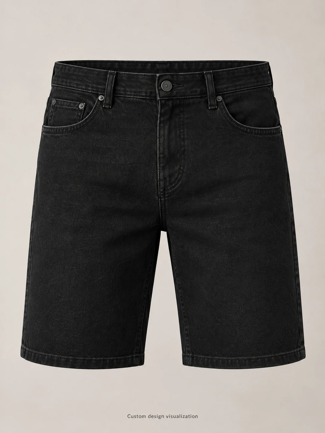 Desenvolvimento de shorts jeans pretos masculinos soltos — frente — visualização do conceito