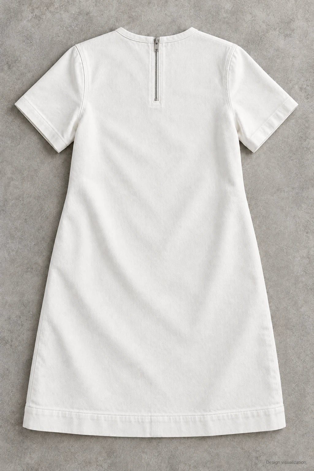 Robe denim blanche femme à manches courtes sur mesure — dos — visualisation du concept