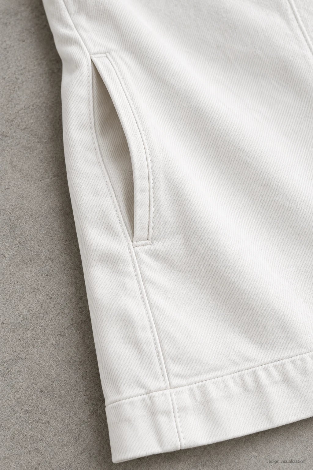 Robe denim blanche femme à manches courtes sur mesure — détail — visualisation du concept
