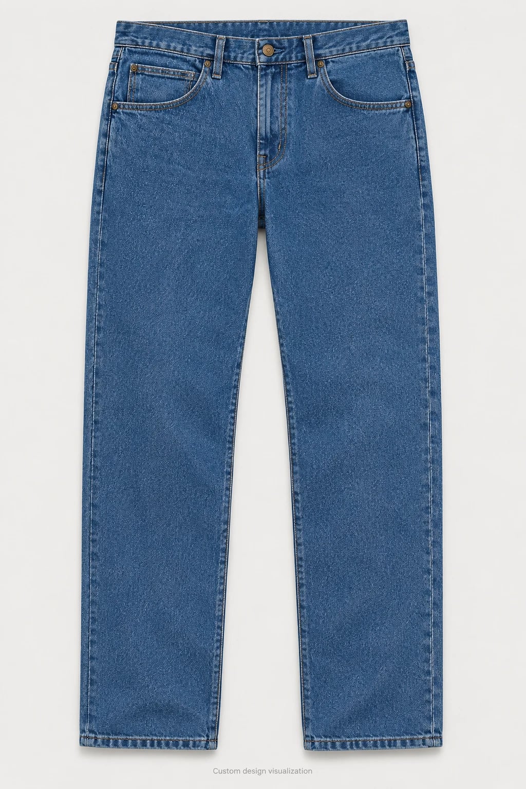 Custom Men's Indigo Relaxed Straight-Leg Jeans — front — custom design visualization