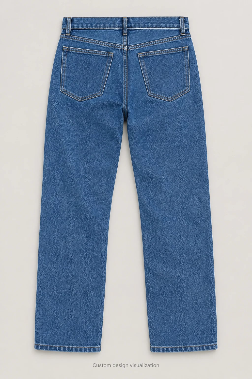 Custom Men's Indigo Relaxed Straight-Leg Jeans — back — custom design visualization