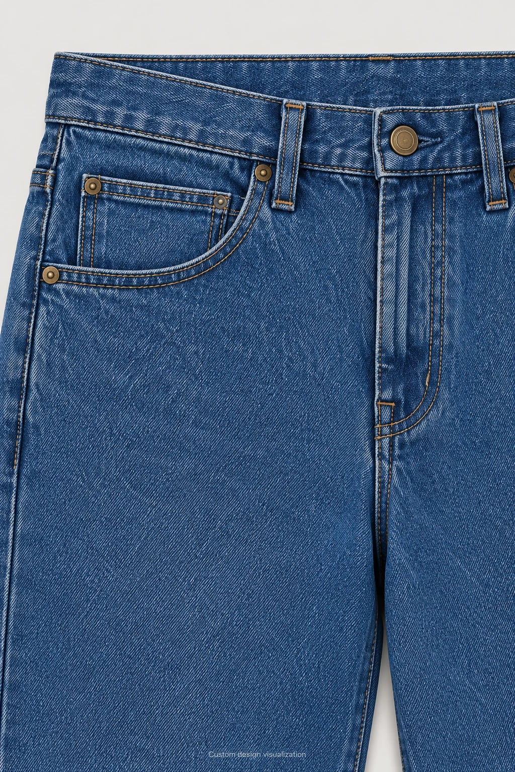 Custom Men's Indigo Relaxed Straight-Leg Jeans — detail — custom design visualization