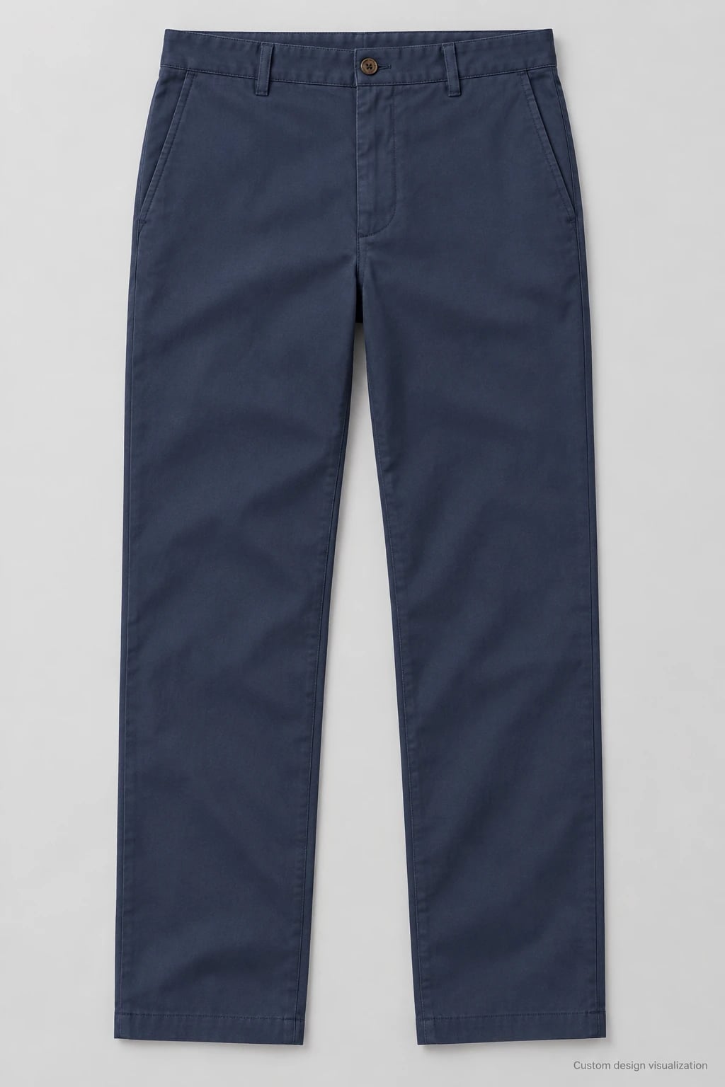 Custom Men's Navy Straight-Leg Twill Chinos — front — custom design visualization