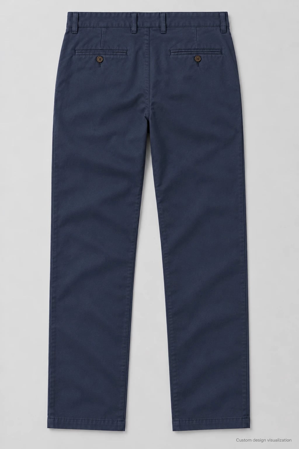Custom Men's Navy Straight-Leg Twill Chinos — back — custom design visualization